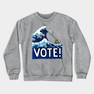 Blue Wave (After Hokusai) (With VOTE! Text) Crewneck Sweatshirt